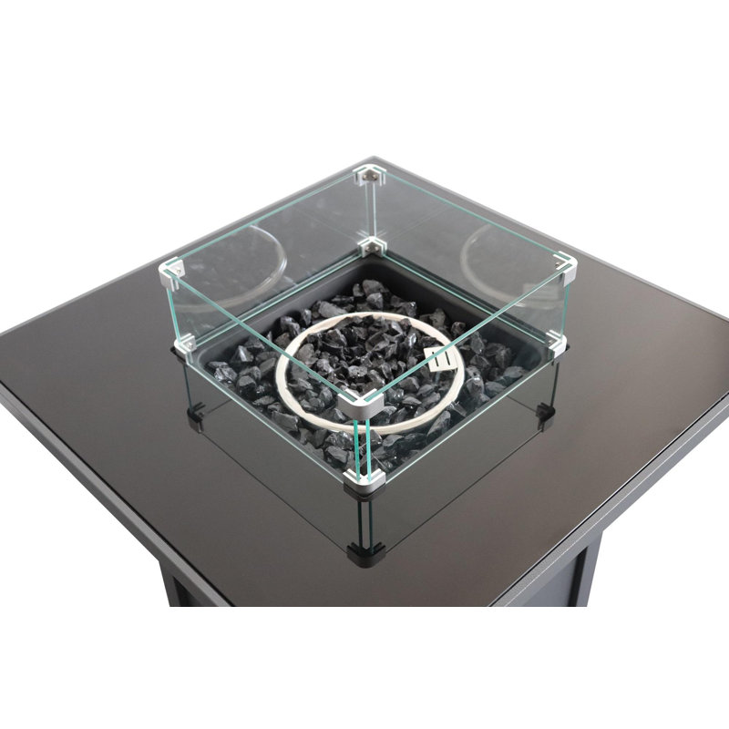 Table de foyer d'extérieur en acier avec couvercle H 25 po x l 30 po