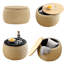 Repose-pieds de rangement rond de 25,5 po avec couvercle amovible, repose-pieds rembourré d'aspect lin et table basse