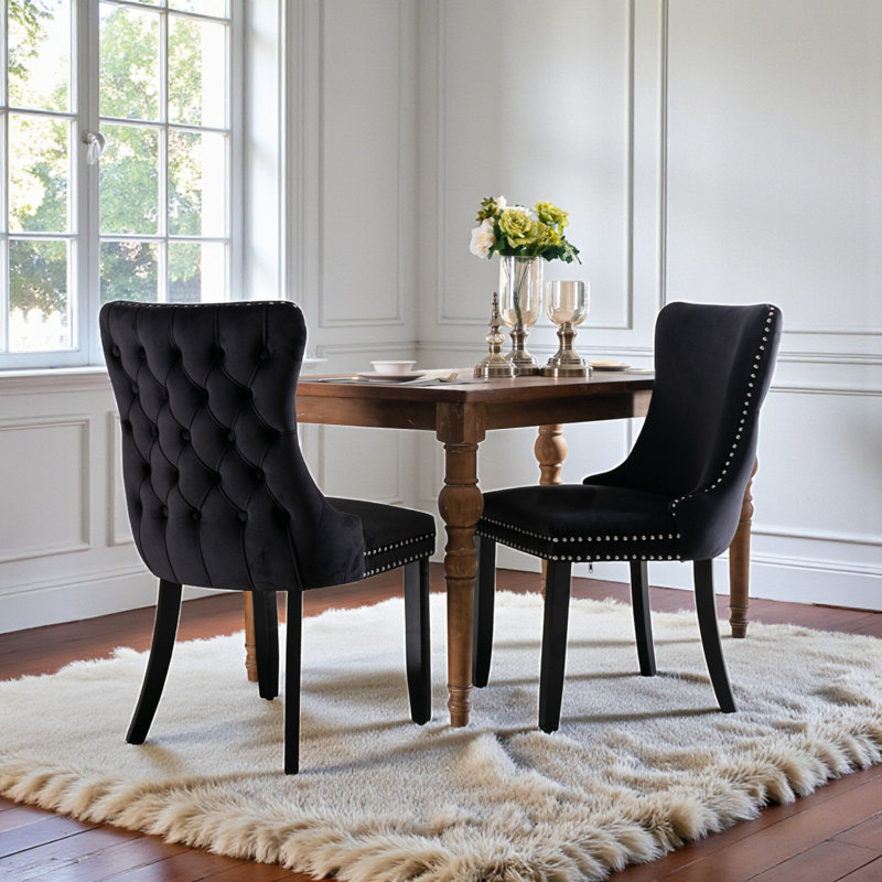 Chaise parsons rembourrée Seita, 6, Noir, Noir