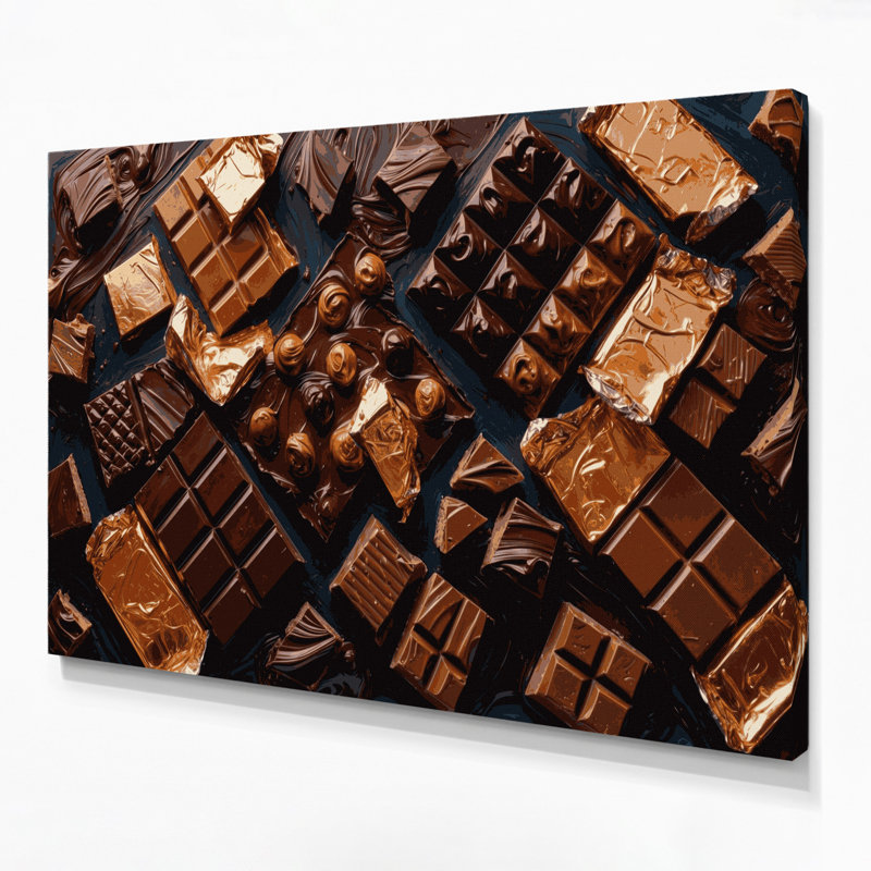 Desserts, barres chocolatées, art mural sur toile brune, H 8 po x l 10 po