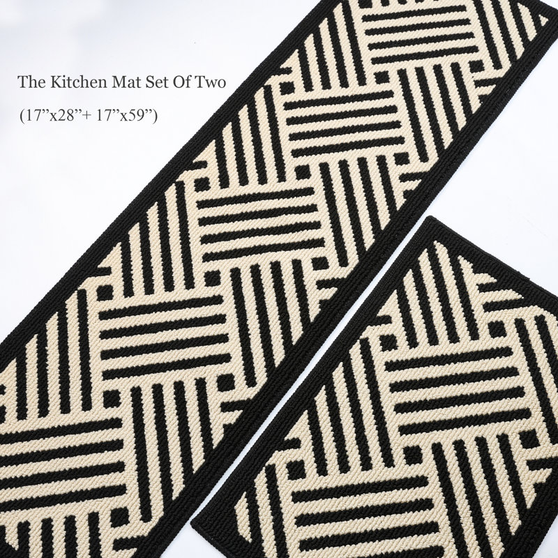 Ensemble de tapis de cuisine antidérapant 2 pièces Donrico, Tapis de couloir 17 po x 28 po + Tapis de couloir