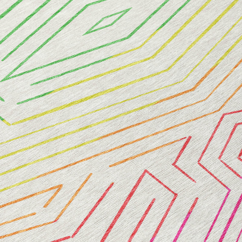 Tapis intérieur / extérieur lavable à la machine pour enfants ACN2830, Ivoire ivoire, 10 pi x 14 pi