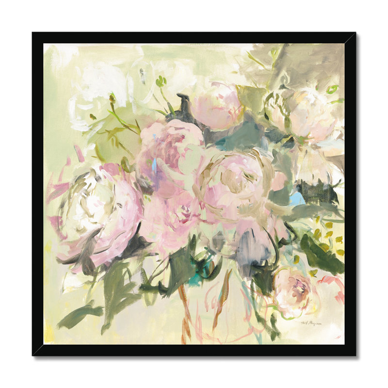 Peonies With Sage by Marilyn Hageman - Painting, 55cm H x 55cm W, Black Framed Paper Print