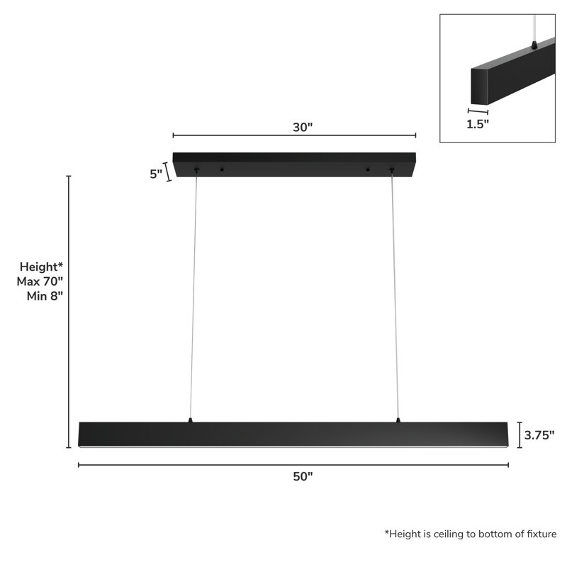 Hunter x Jasmine Roth Canoga Modern Integrated LED Large Linear Kitchen Island Chandelier
