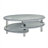 Oval Double-Layer Coffee Table with Classic Silver Mirrored Glass Top and Acrylic Legs for Compact Living Spaces