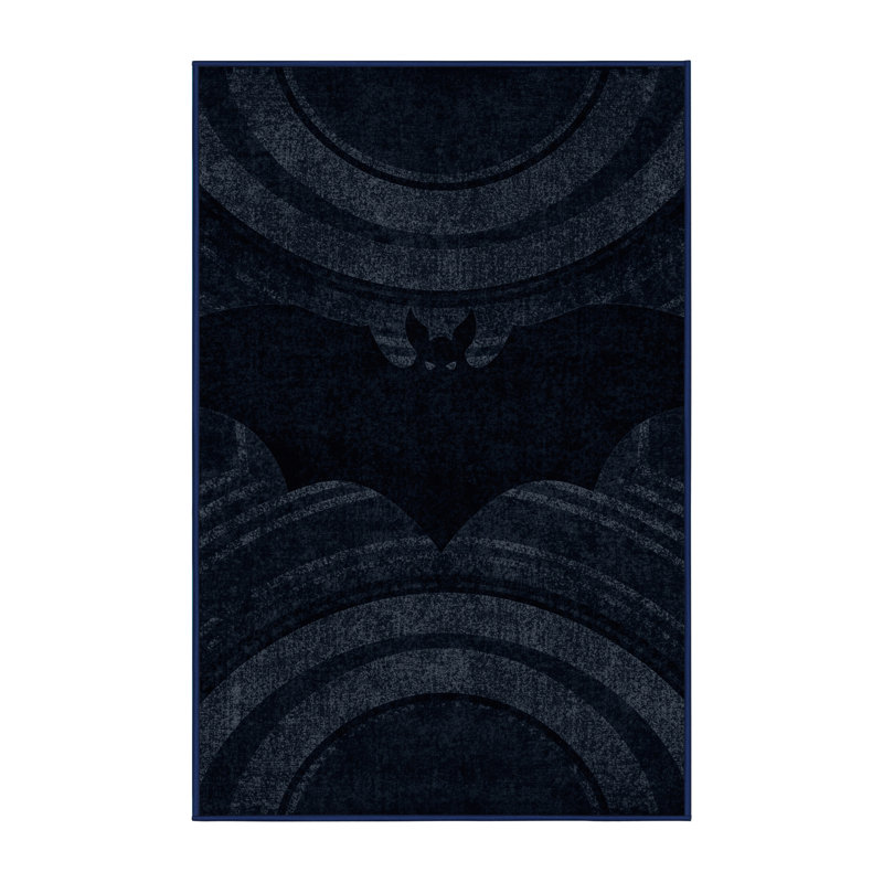 Tapis bleu moderne délavé à la machine lavable à la machine Halloween Delancey, 5 x 8