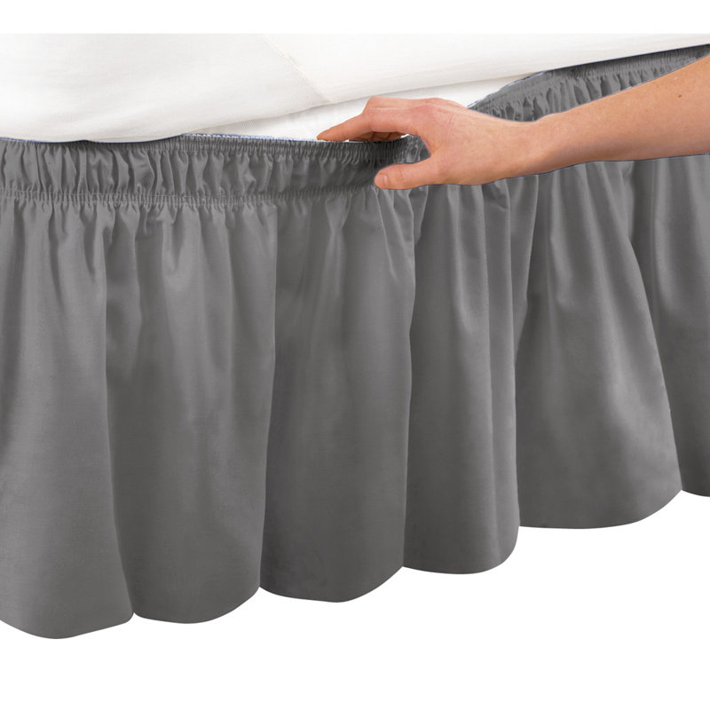 Ruffled Wrap Around Bed Skirt, Gray, Queen