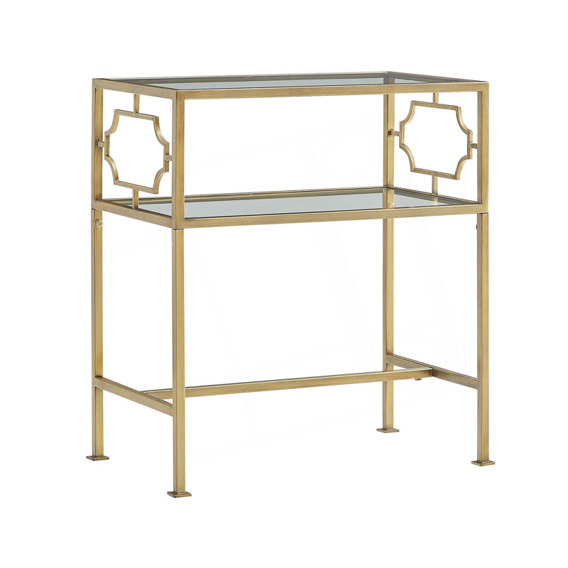Rectangular Metal And Glass Accent Table