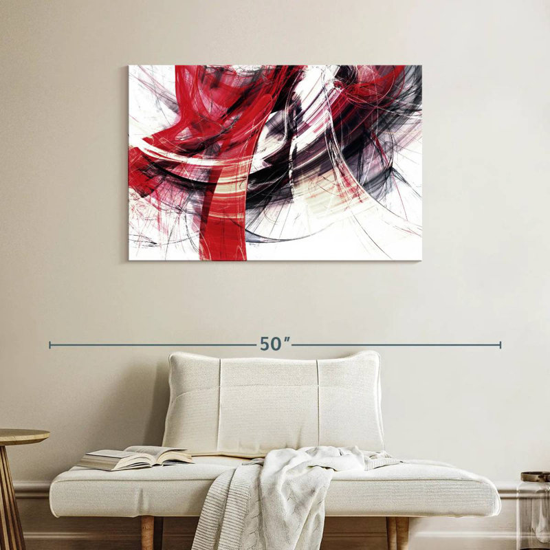 Avery - mouvement abstrait rouge, H 26 po x l 39 po