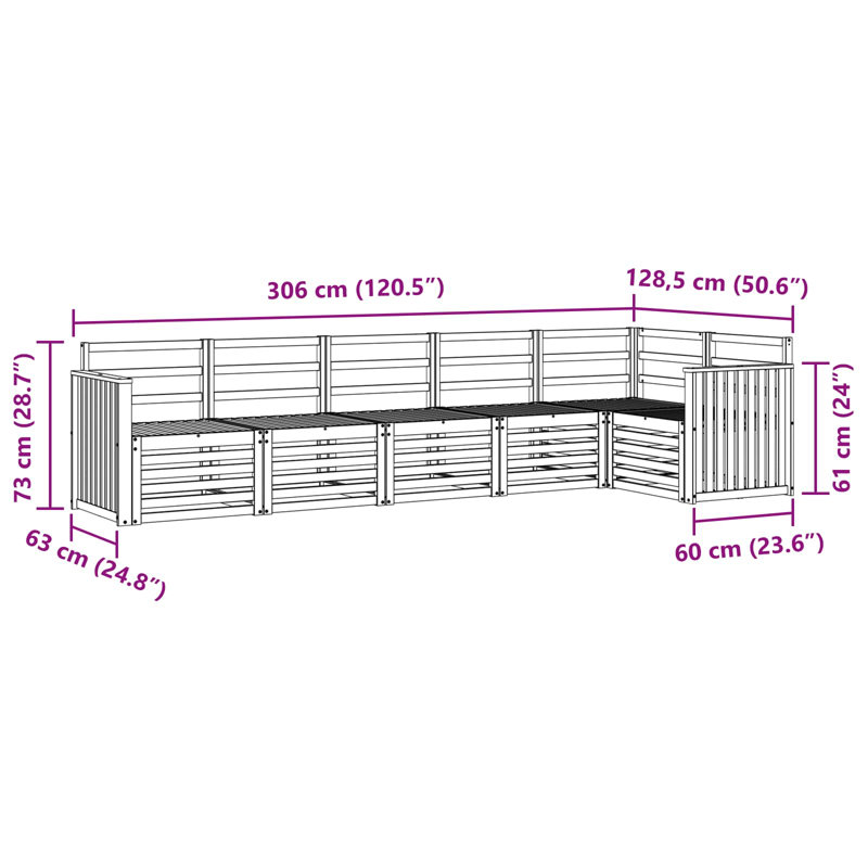 306cm Wide Patio Sectional Set