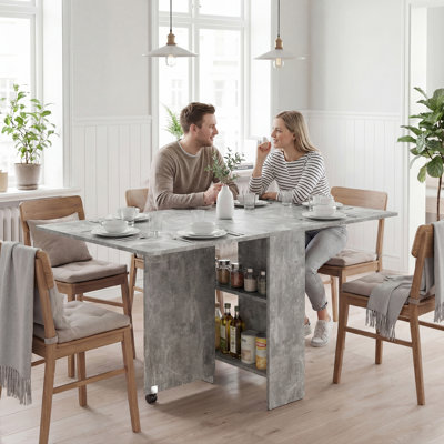 HOMCOM 80-140 cm Folding Dining Table for 4-6 Drop Leaf Table
