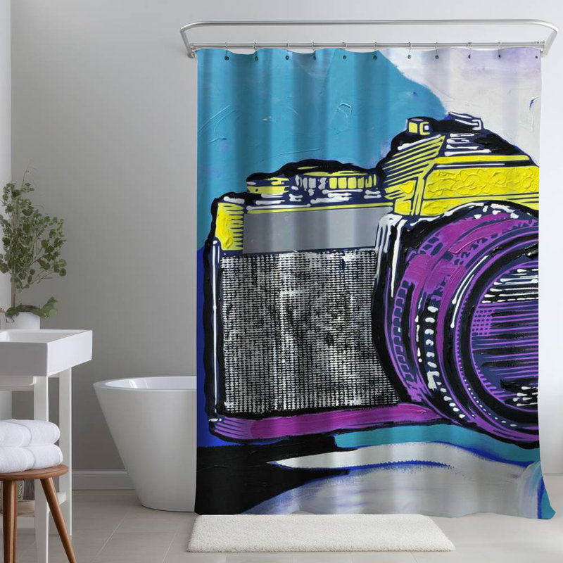 Shower Curtain MU1 – Polyester Shower Curtain, Dye Sublimation Print, 71" W × 74" L