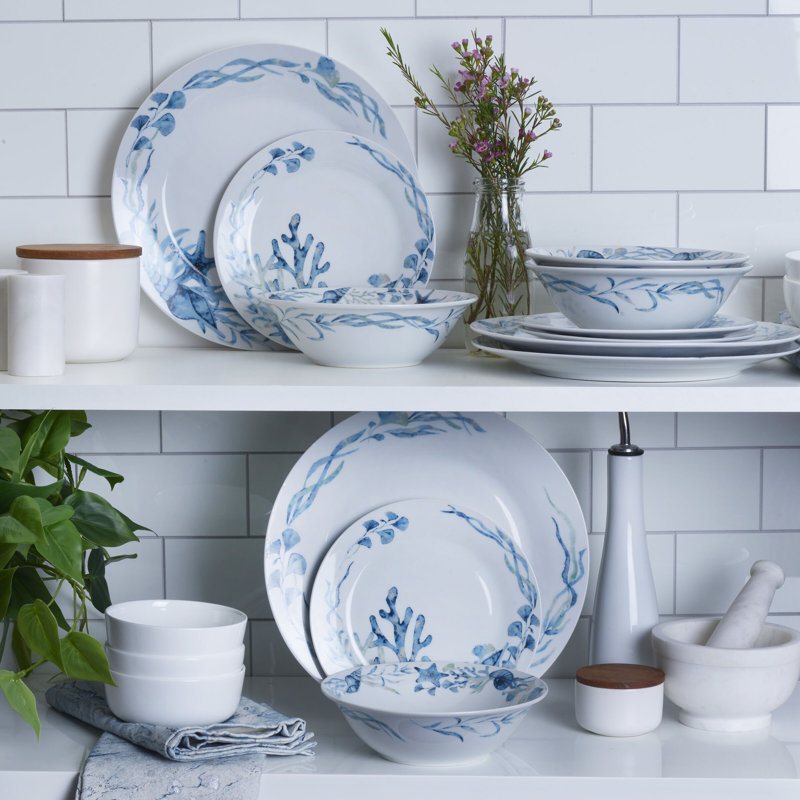 Fitz And Floyd Sanibel Blue 12-Piece Dinnerware Set, Service for 4
