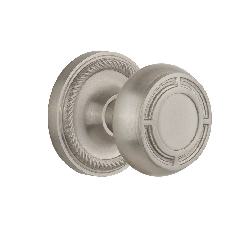 Rope Rosette with Mission Door Knob, Satin Nickel
