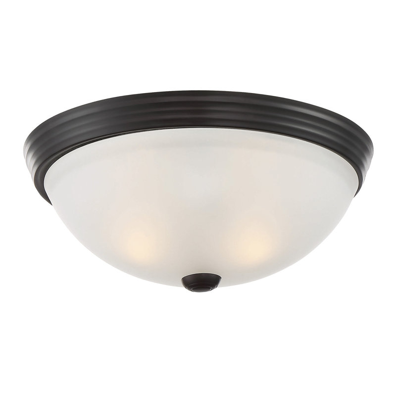 Sarabia 2-Light Flush Mount in English Bronze, English Bronze, 5" H x 13" W, White