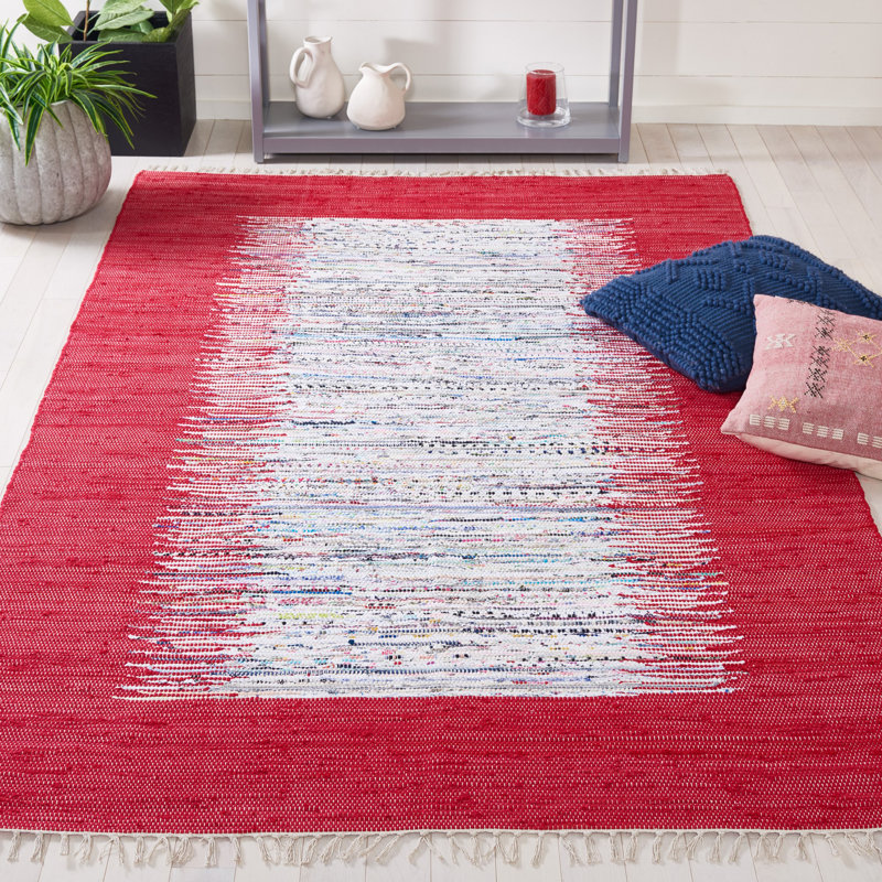 Pascual Hand Woven Cotton Abstract Rug, Rectangle 5' x 8'