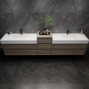 Albizu 114" Wall-Mounted Double Bathroom Vanity