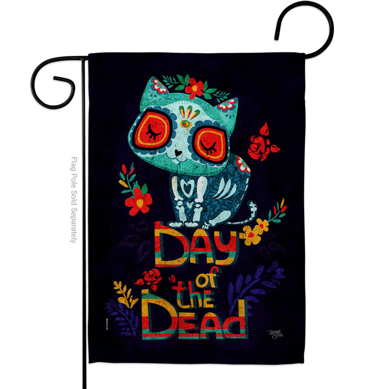 Double Sided 18.5'' H x 13'' W Polyester Day Of The Dead Garden Flag