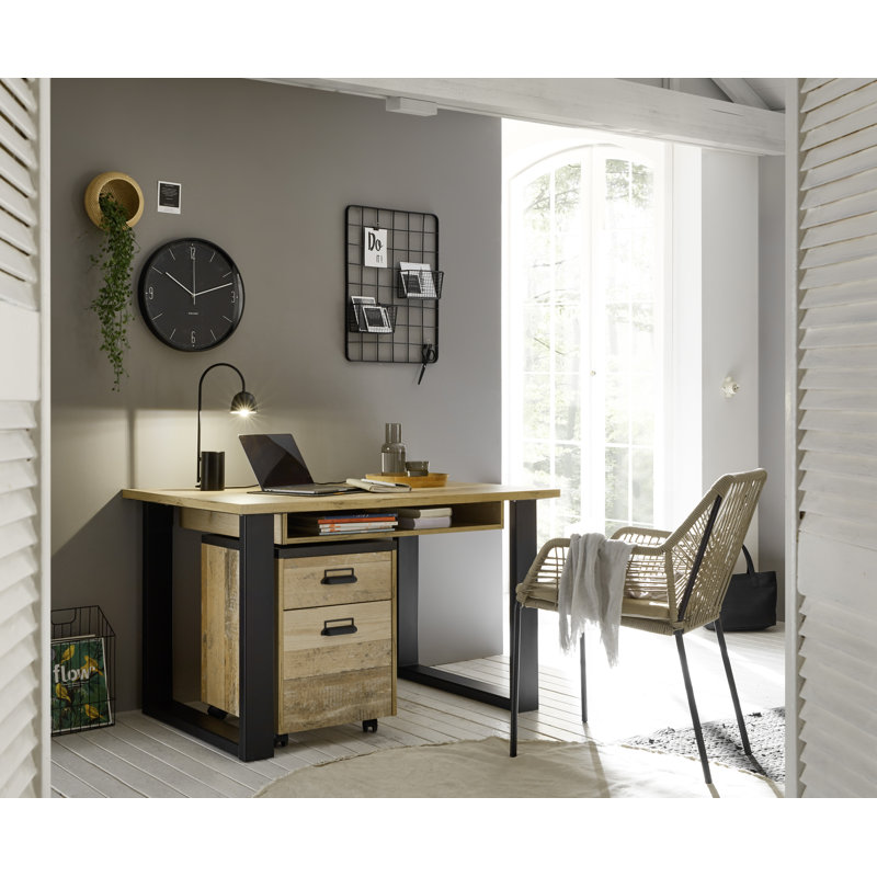 Jackeline 2 Piece Desk Office Set, Natural/Anthracite