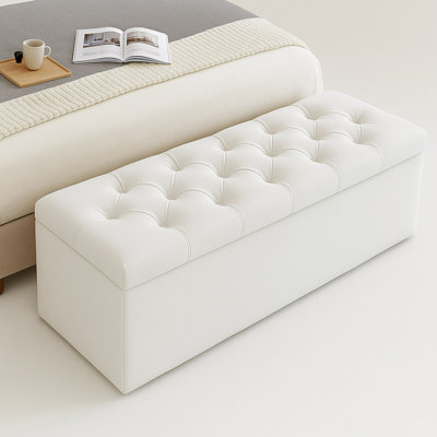 Divan Chesterfield Wide Velvet Rectangle Solid Color Standard Ottoman Box with Storage