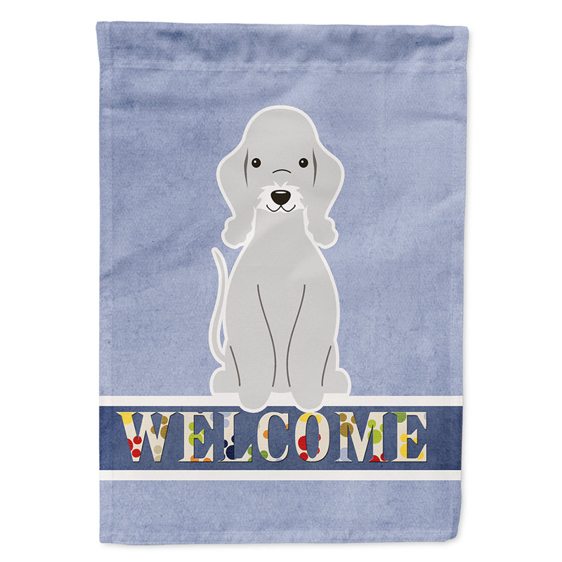 Polyester 2 côtés 40 x 28 po welcome drapeau maison, Bedlington terrier bleu