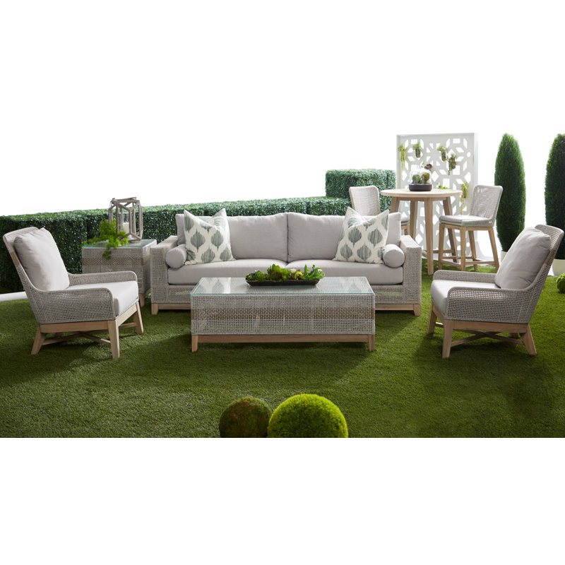 Dorey 39'' Wicker Outdoor Bar Stool with Cushion