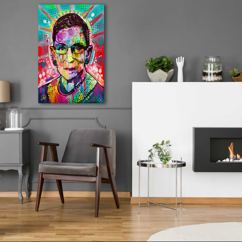 Art épique «Ruth Bader Ginsburg» par Dean Russo, art mural en verre acrylique, H 36 po x l 24 po x P 0,2 po