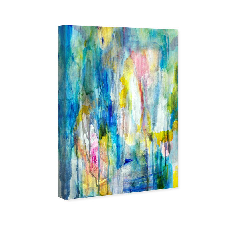 Abstract Rain and Fireworks Modern Blue Canvas Wall Art Print, H 54 po x l 36 po x P 1,5 po