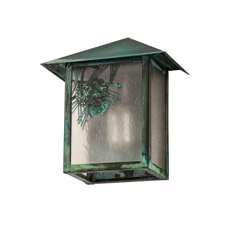 Xzavier Wall Light, Clear Seedy, Verdigris
