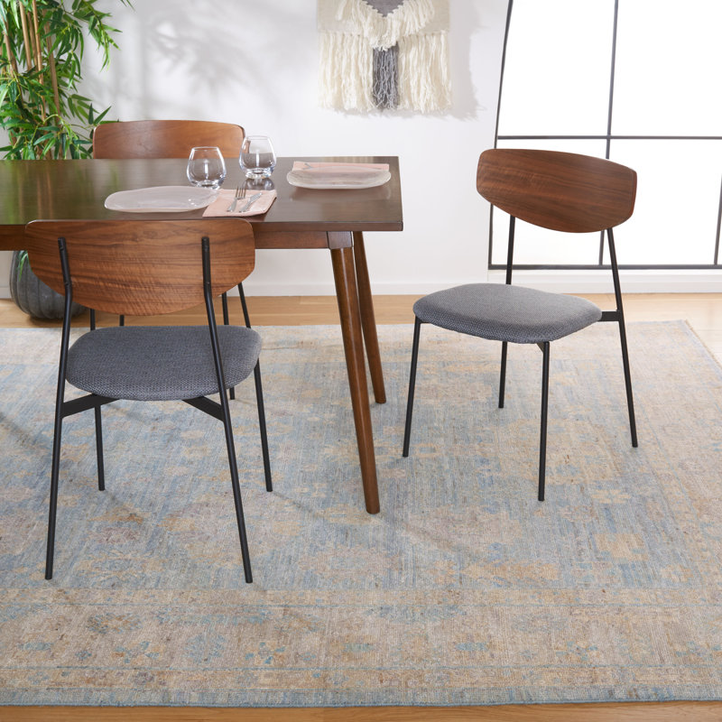 Rectangle Oriental Hand-Knotted Wool Area Rug in Blue/Brown, Rectangle 9' x 12'