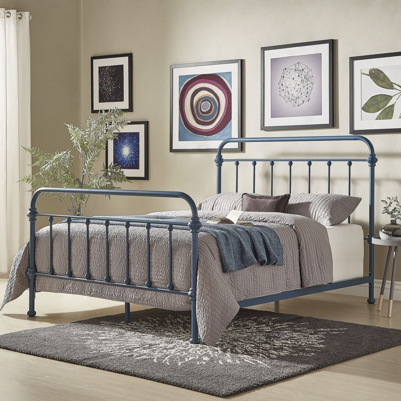 Eberhart Metal Open-Frame Bed, Queen, Blue