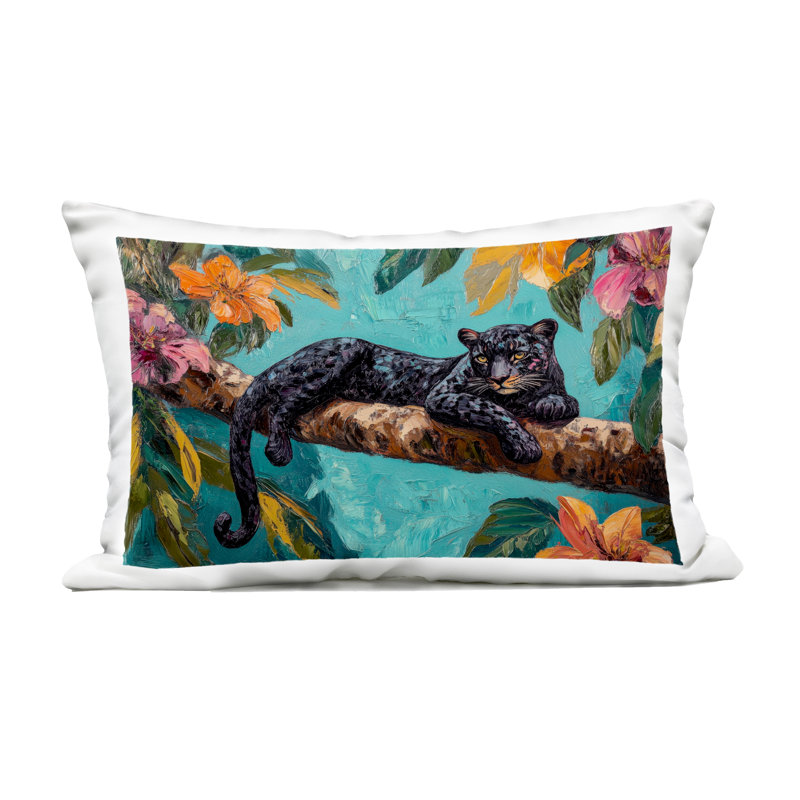 Coussin d'extérieur imprimé léopard noir Lazy Day, par Petal Prints Design