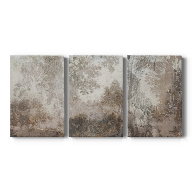 Fresco Collage I - Toile tendue sur mesure avec châssis - 3 pièces, H 48 po x l 96 po