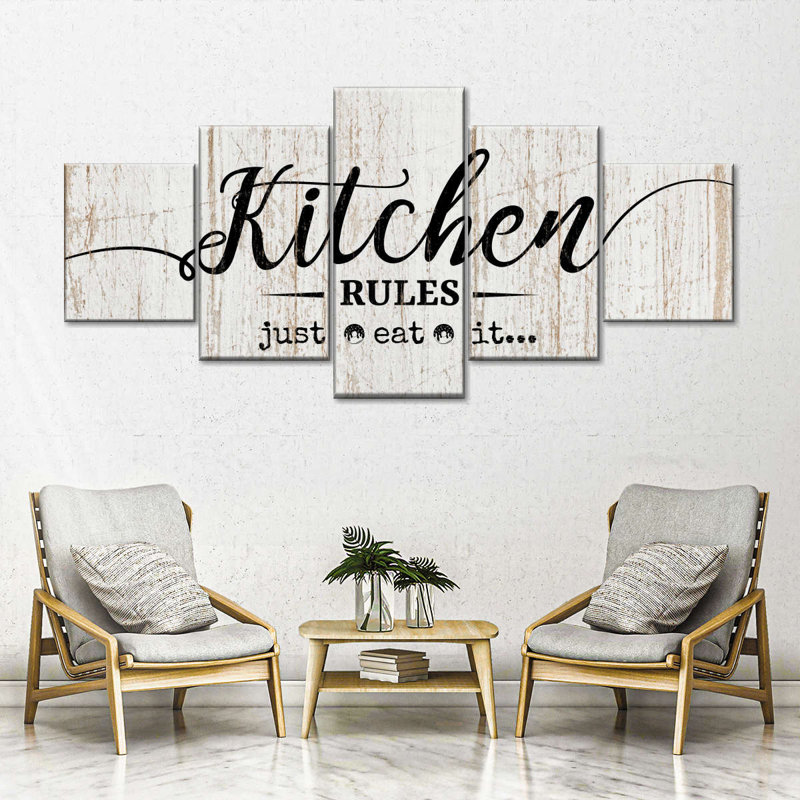 " Kitchen Rules Sign Multi Piece Canvas Print " by TimberType Studio 5 - Pieces, 12" H x 29" W x 1" D