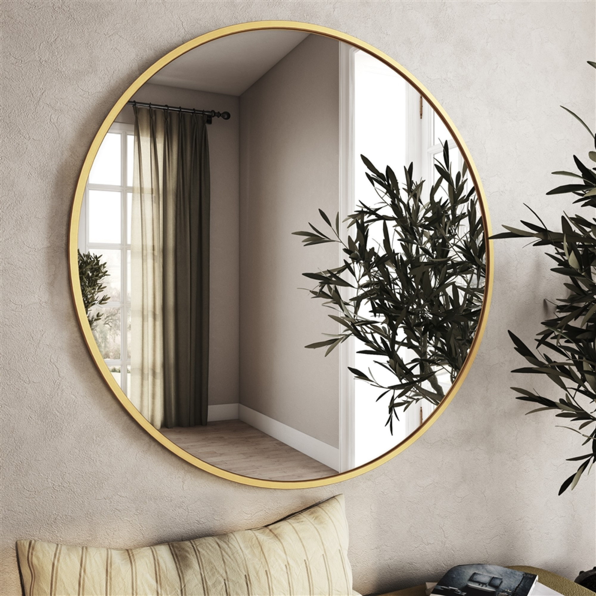 Roberts Mirror, 32" x 32", Metal, Gold