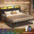 Upholstered Sofa Bed Frame, Twin Day Bed With Charging Station & Led Lights, Metal Trundle Bed Twin With Hidden Storage Headboard-631762974