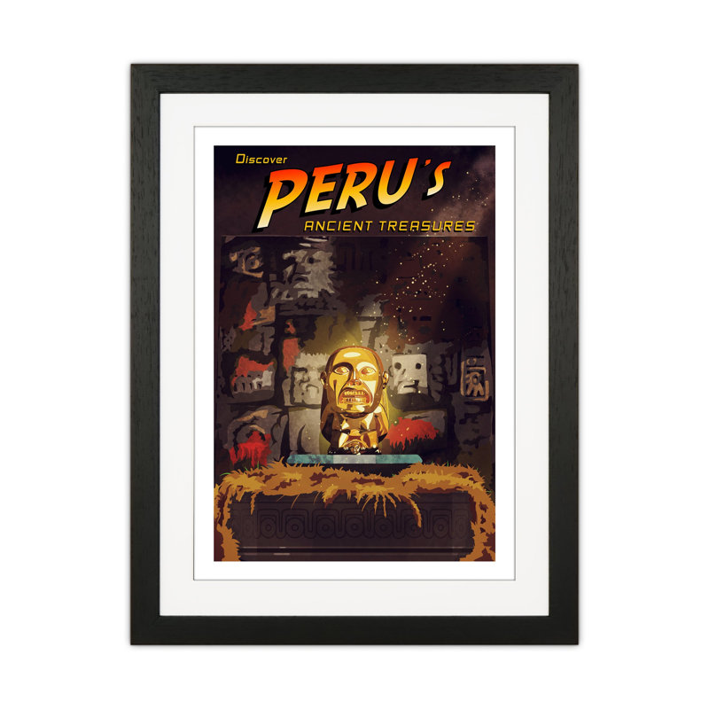 Indiana Jones by Richard O'Neill - Print, 53.5cm H x 43.5cm W x 3cm D, Black Framed