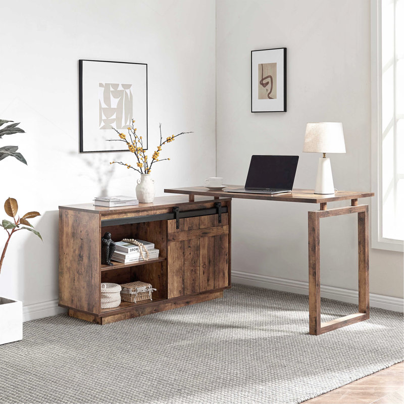 Bureau en forme de L, Brun