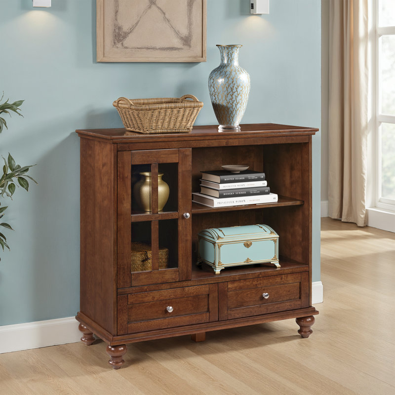 Schererville 40'' TV Stands with Storage Cabinet and Shelves, Dark Walnut