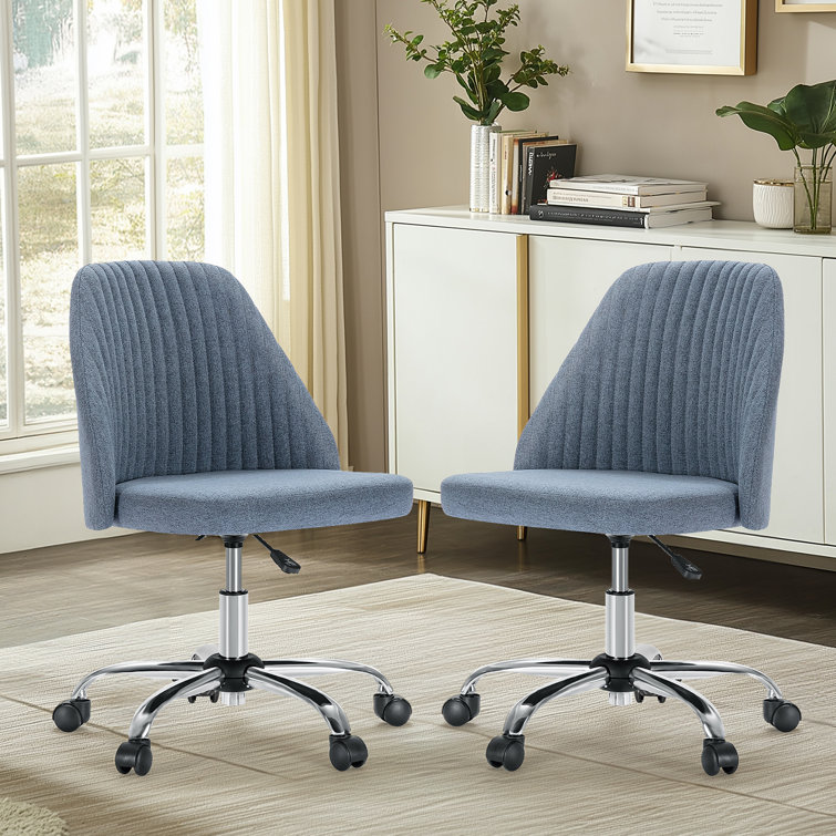 Task Chair Office Desk Chair Make Up Chair With Wheels(Set Of 2)
