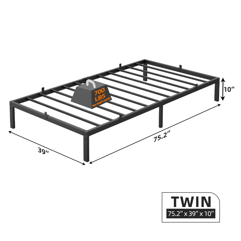 Profile Metal Platform, Under Bed Storage, Quiet, No Box Spring Needed, Twin