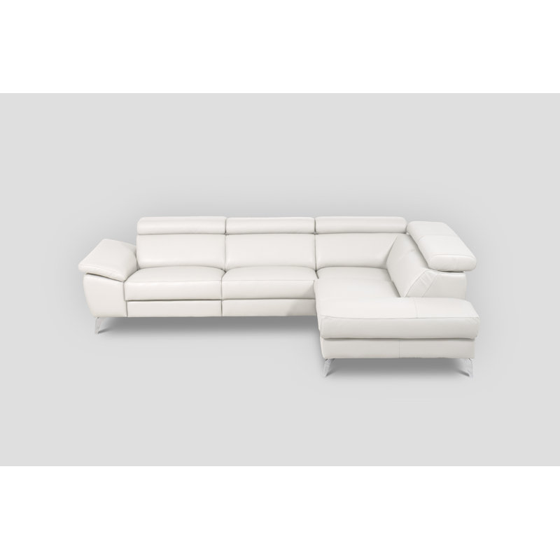 Power Reclining European Sectional with Adjustable Headrests & Armrest Veeha from Italian Leather Veeha, Orienté à droite
