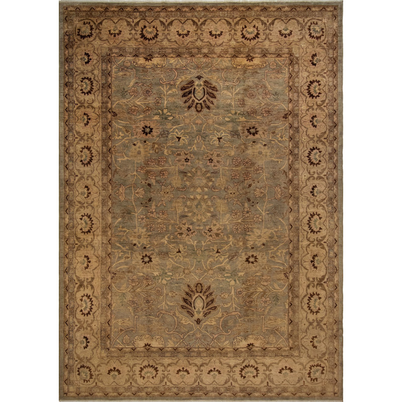 Tapis unique brun clair / cuivre noué à la main de style années 2010 de 10 pi x 13 pi 11 po Maffia