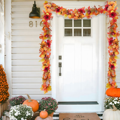 Automne feuille d'érable guirlande suspendue vigne 5,9 pi baies artificielles tournesol citrouille décoration d'automne pour la fête de mariage dîner de l'Action de grâce cadre de porte porte arrière-plan décor