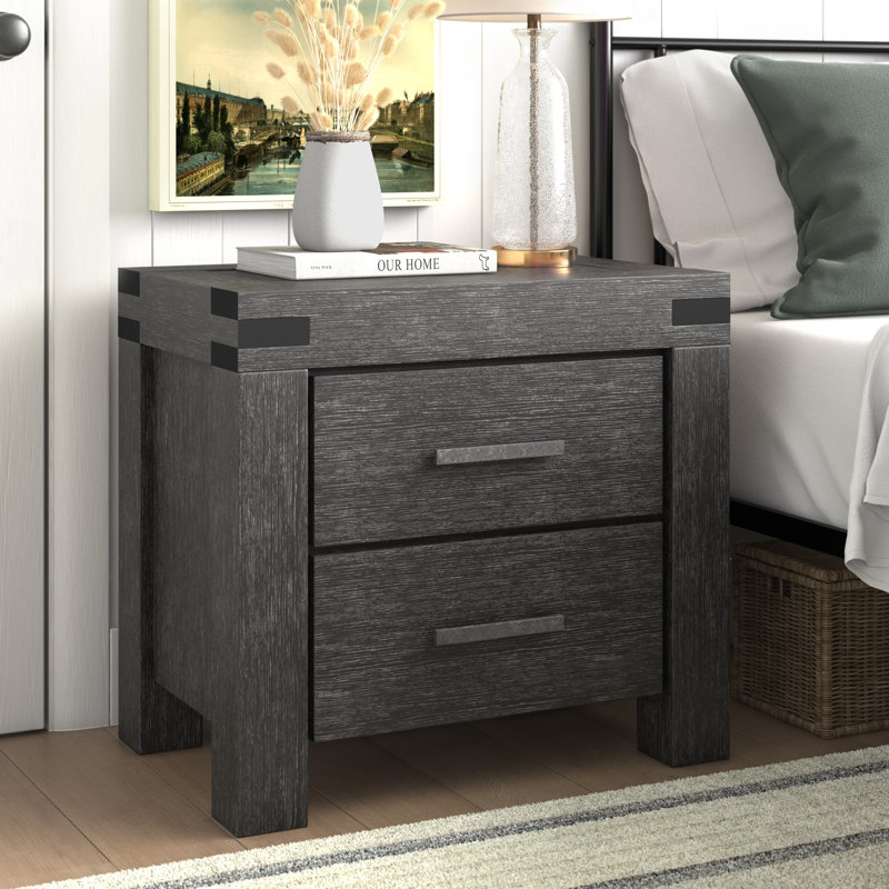 Kaicey 27'' W Solid Wood Nightstand, Graphite