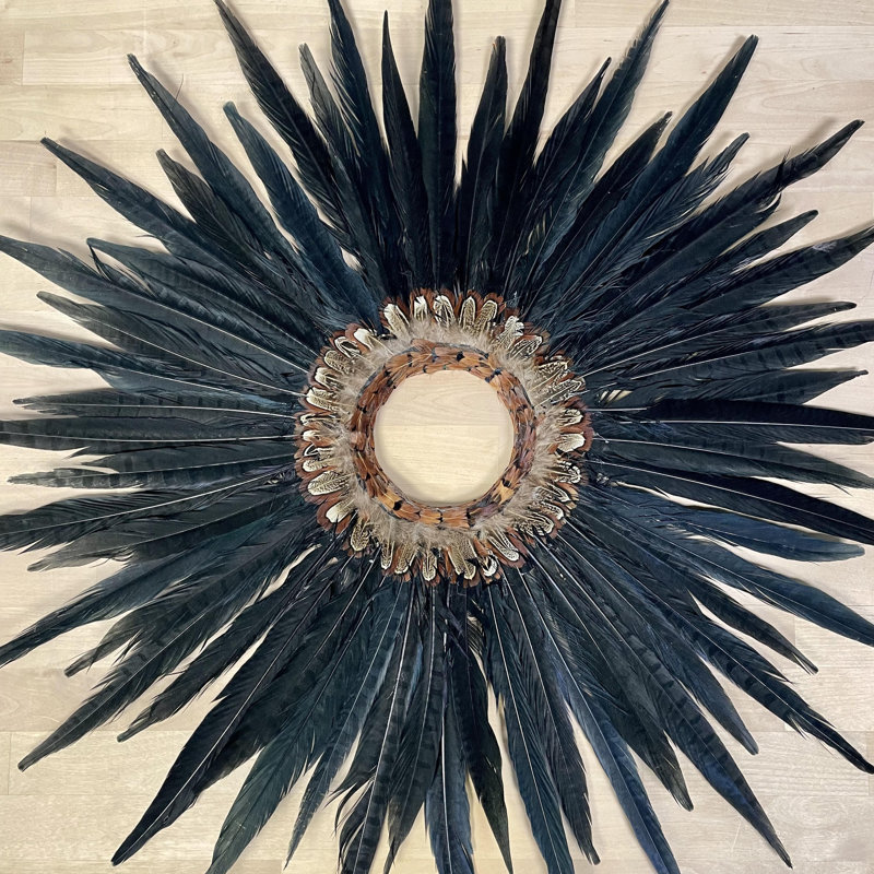 Natural Pheasant Tail Wreath Bleached Black