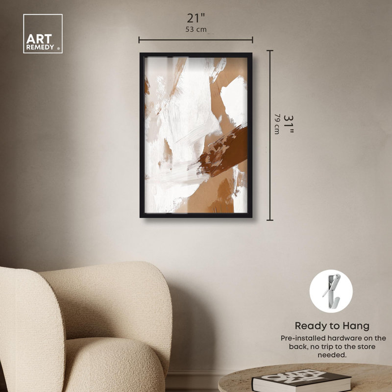 «Cream Contours Boho Decor Shadowbox» par Art Remedy, H 31 po x l 21 po, Noir