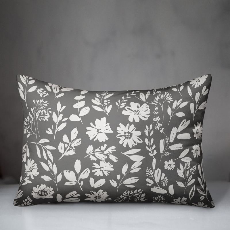 Housse et insert pour coussin rectangulaire estampé 24, gris