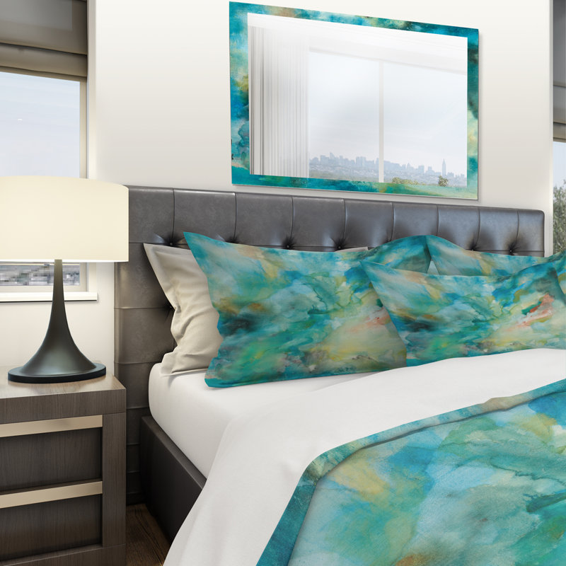 King Size Multicolor Microfiber Geometric Duvet Cover Set