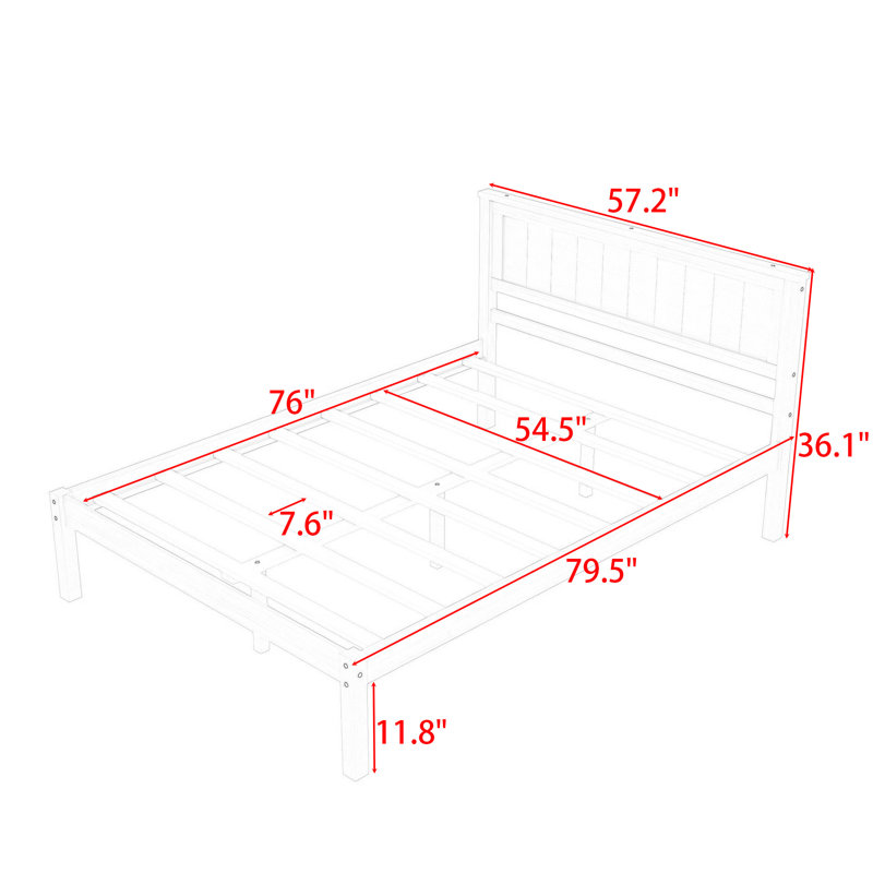Lit plateforme en bois avec tête de lit Golob, Double